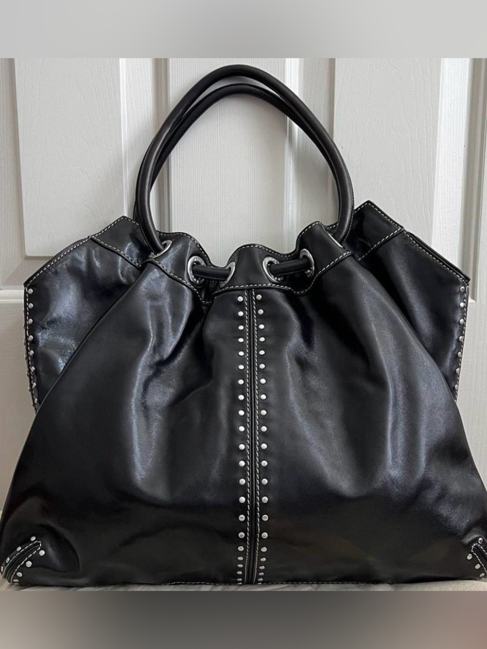 Michael Kors Astor Studded Black Leather X Large Handbag (missing MK tag)